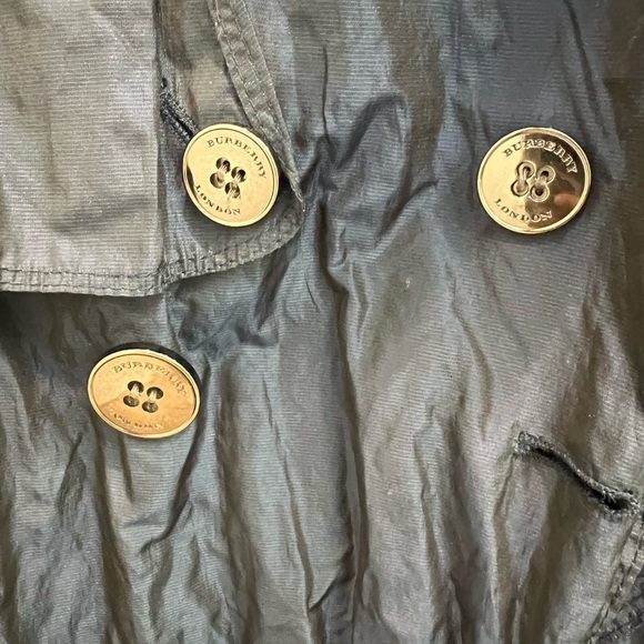BURBERRY London Blue Polyester Short Trench Coat Size 6 - Picture 2 of 12